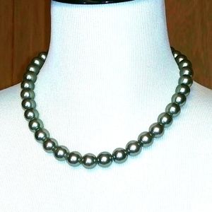 Gray Bead Choker Pearl Style  Necklace